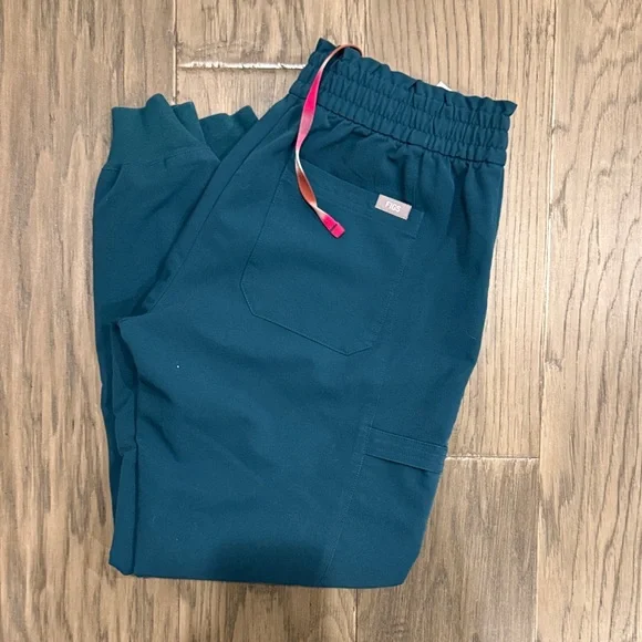 Figs Caribbean blue Jogger Pants with Pink Accent - Picture 2 of 3